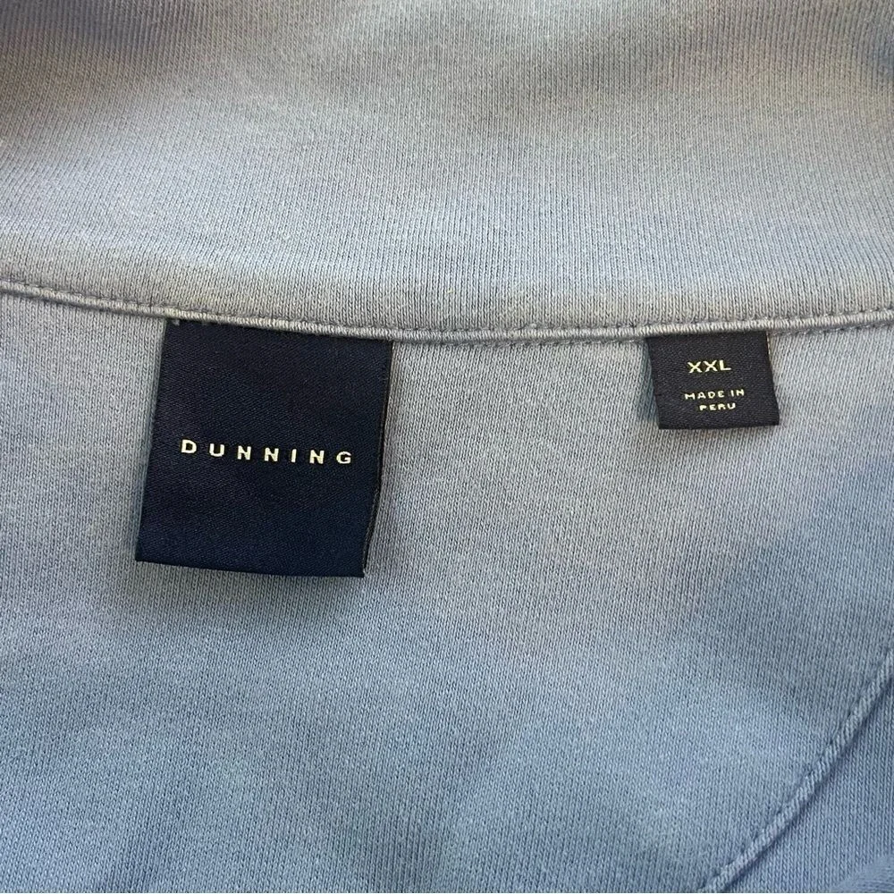 Dunning Mens XXL Blue 100% Pima‎ Cotton Quarter Zip Golf Pullover Sweatshirt